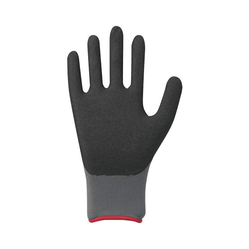 15G nylon/spandex liner med sandholdig nitrilbelegg, nitrilpolstring på baksiden
