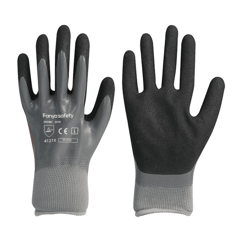 13G polyester liner med sandaktig nitril dobbel belegg