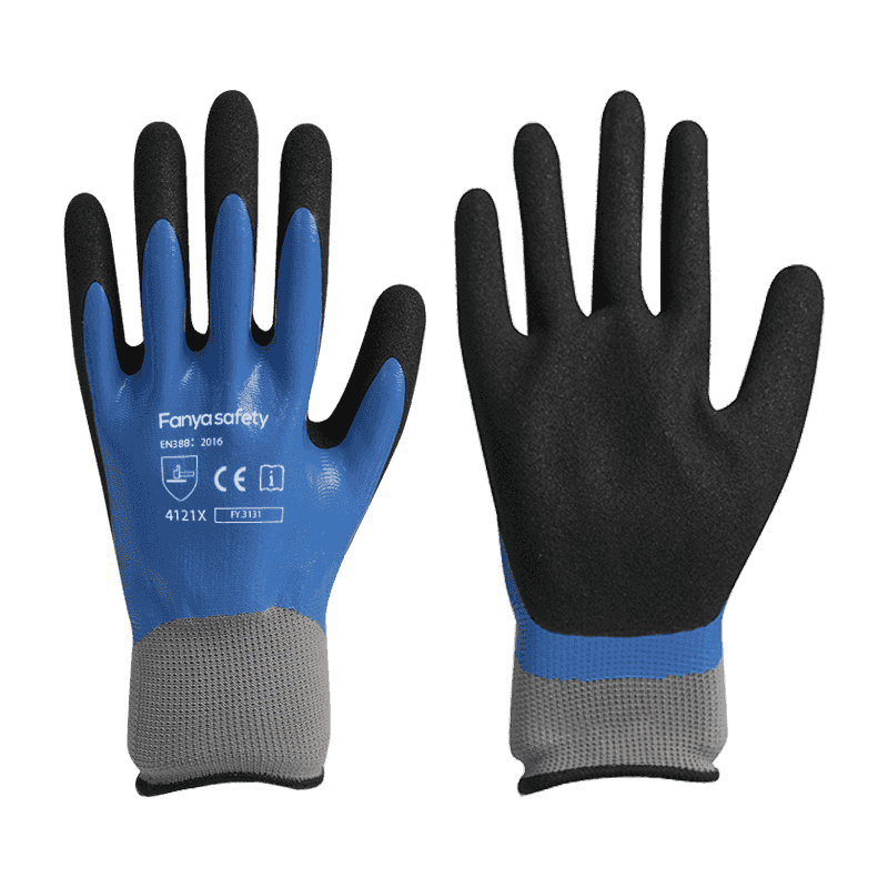 13G polyester liner med sandaktig nitril dobbel belegg